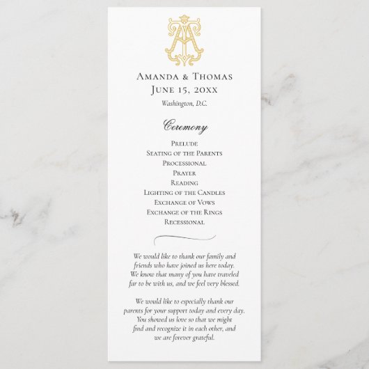 BEWERKBARE KLEUREN BIJ Monogram TA Monogram Progra Programmakaart (Voorkant)