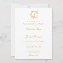 BEWERKBARE KLEUREN CJ Monogram JC Logo Invitation