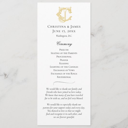 BEWERKBARE KLEUREN CJ Monogram JC Monogram Program Programmakaart (Voorkant)