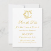 BEWERKBARE KLEUREN CJ Monogram JC Monogram Uitnodi Save The Date (Voorkant)