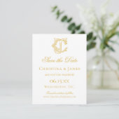 BEWERKBARE KLEUREN CJ Monogram JC Monogram Uitnodi Save The Date (Staand voorkant)