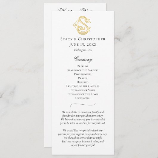 BEWERKBARE KLEUREN CS Monogram SC Monogram Program Programmakaart (Voorkant / Achterkant)