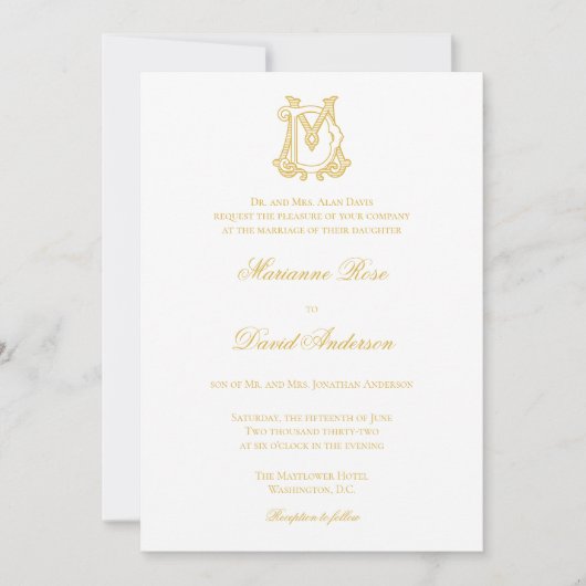 BEWERKBARE KLEUREN DM Monogram MD Logo Invitation Kaart (Voorkant)