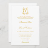 BEWERKBARE KLEUREN DM Monogram MD Logo Invitation Kaart (Voorkant / Achterkant)