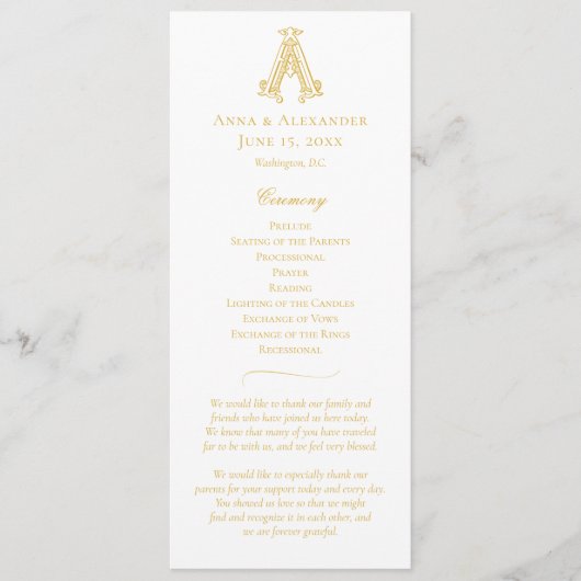 BEWERKBARE KLEUREN Een Monogram Een Crest Programm Programmakaart (Voorkant)