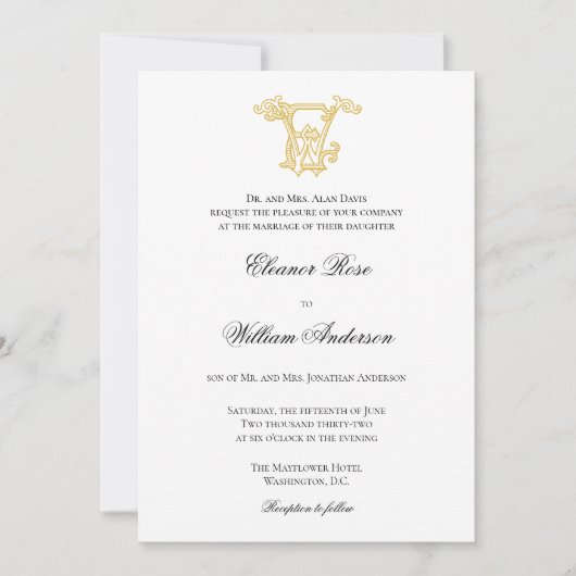 BEWERKBARE KLEUREN EW Monogram WE Logo Invitation Kaart (Voorkant)