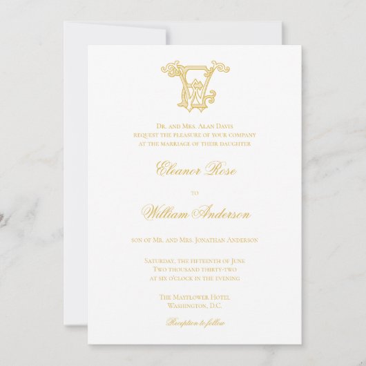 BEWERKBARE KLEUREN EW Monogram WE Logo Invitation Kaart (Voorkant)