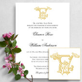 BEWERKBARE KLEUREN EW Monogram WE Logo Invitation Kaart