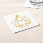 BEWERKBARE KLEUREN GA Monogram AG Logo Party Onder Kartonnen Onderzetters (Schuin)