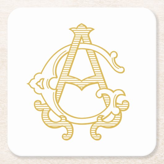 BEWERKBARE KLEUREN GA Monogram AG Logo Party Onder Kartonnen Onderzetters (Voorkant)