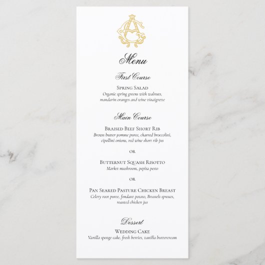 BEWERKBARE KLEUREN GA Monogram AG Monogram Menu (Voorkant)