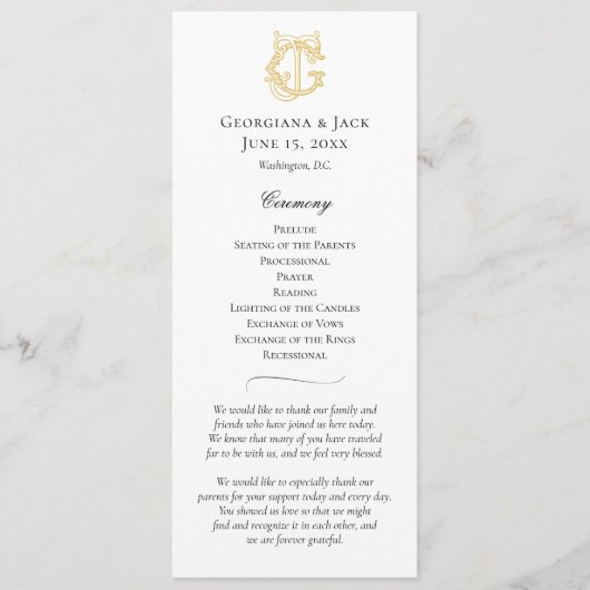 BEWERKBARE KLEUREN GJ Monogram JG Monogram Program Programmakaart (Voorkant)