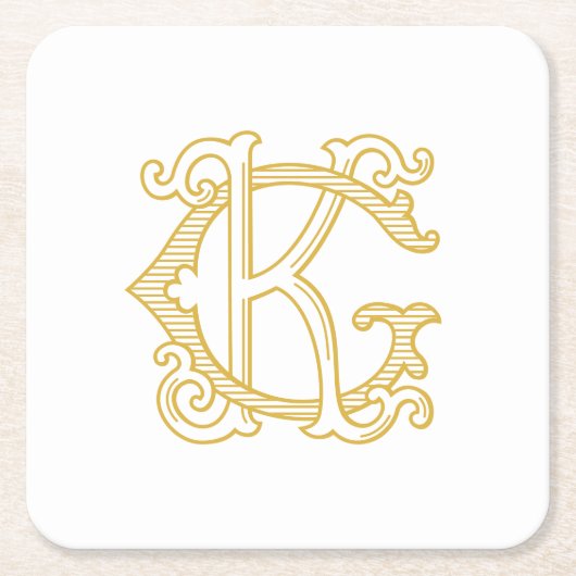 BEWERKBARE KLEUREN GK Monogram KG Logo Onderzetter (Voorkant)