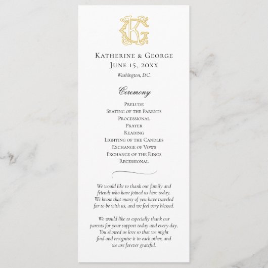 BEWERKBARE KLEUREN GK Monogram KG Monogram Program Programmakaart (Voorkant)