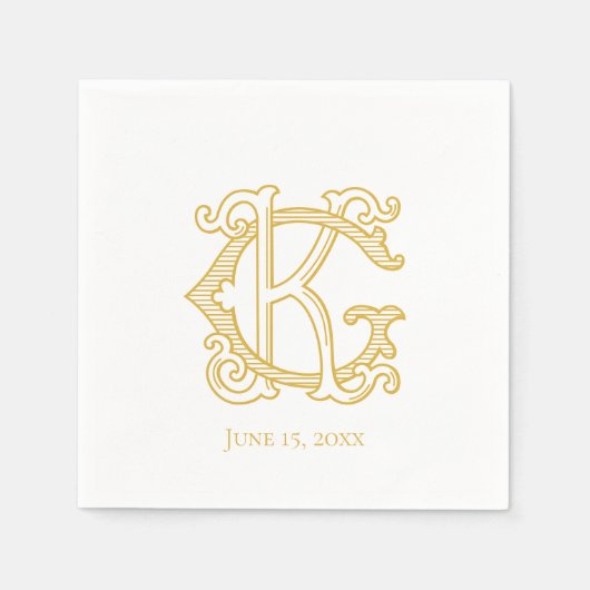 BEWERKBARE KLEUREN GK Monogram KG Monogram Servett Servet (Voorkant)