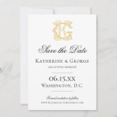BEWERKBARE KLEUREN GK Monogram KG Monogram Uitnodi Save The Date (Voorkant)