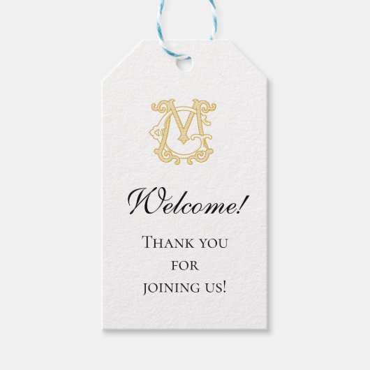 BEWERKBARE KLEUREN GM Monogram MG Logo Gift Label Cadeaulabel (Voorkant)