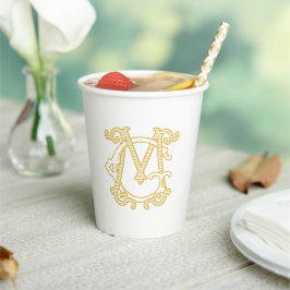 BEWERKBARE KLEUREN GM Monogram MG Monogram Cups Papieren Bekers