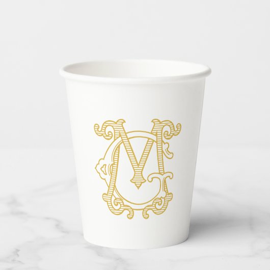 BEWERKBARE KLEUREN GM Monogram MG Monogram Cups Papieren Bekers (Achterkant)