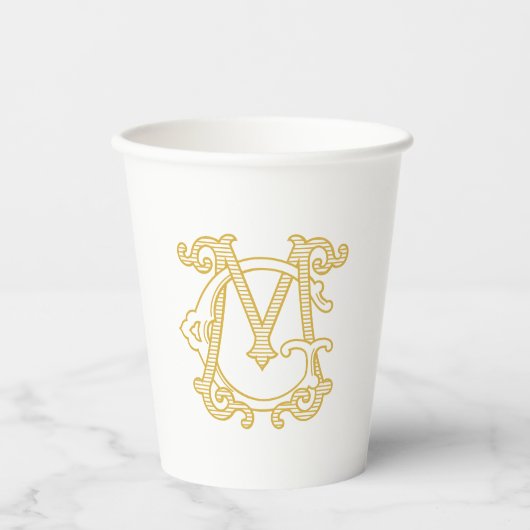 BEWERKBARE KLEUREN GM Monogram MG Monogram Cups Papieren Bekers (Voorkant)
