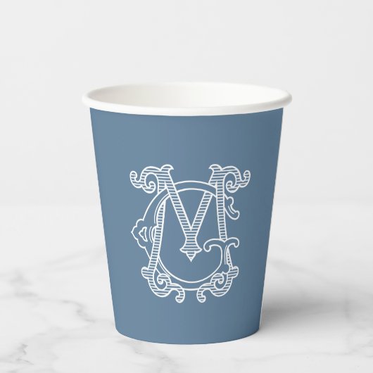 BEWERKBARE KLEUREN GM Monogram MG Monogram Cups Papieren Bekers (Achterkant)