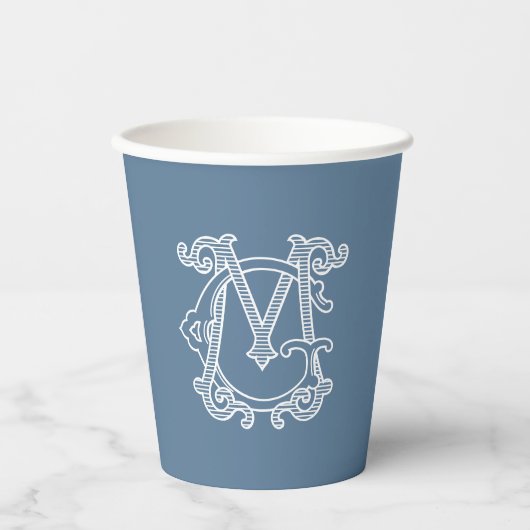 BEWERKBARE KLEUREN GM Monogram MG Monogram Cups Papieren Bekers (Voorkant)