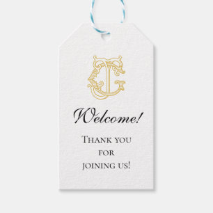 BEWERKBARE KLEUREN JG Monogram GJ Logo Favor Tag Cadeaulabel