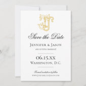 BEWERKBARE KLEUREN JJ Monogram JJ Crest Bruiloft Save The Date (Voorkant)