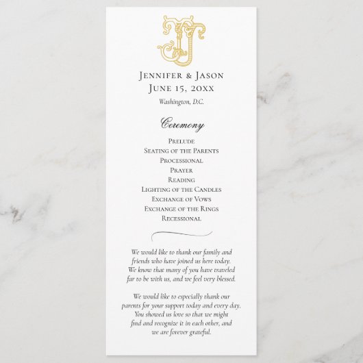 BEWERKBARE KLEUREN JJ Monogram JJ Crest Programma Programmakaart (Voorkant)