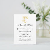 BEWERKBARE KLEUREN JJ Monogram JJ Logo Bruiloft Save The Date (Staand voorkant)