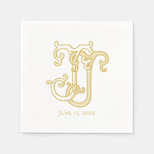 BEWERKBARE KLEUREN JJ Monogram JJ Logo Servetten (Voorkant)