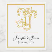 BEWERKBARE KLEUREN JJ Monogram JJ Logo Wijnlabel Wijn Etiket (Enkel label)