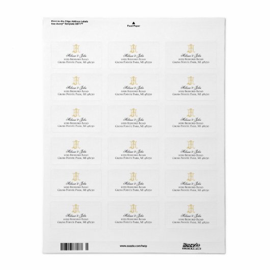 BEWERKBARE KLEUREN JM Monogram MJ monogram Labels (Full Sheet)