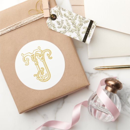 BEWERKBARE KLEUREN JT Monogram TJ Monogram Sticker (Geschenken)