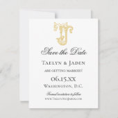 BEWERKBARE KLEUREN JT Monogram TJ Monogram Uitnodi Save The Date (Voorkant)
