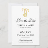 BEWERKBARE KLEUREN JT Monogram TJ Monogram Uitnodi Save The Date (Voorkant)