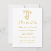 BEWERKBARE KLEUREN JT Monogram TJ Monogram Uitnodi Save The Date (Voorkant)