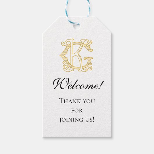 BEWERKBARE KLEUREN KG Monogram GK Logo Cadeau Labe Cadeaulabel (Voorkant)