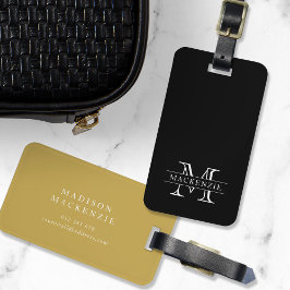 Bewerkbare kleuren Klassieke rand Naam Monogram Bagagelabel