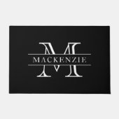 Bewerkbare Kleuren Klassieke Rand Naam Monogram Deurmat (Voorkant)