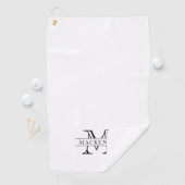 Bewerkbare kleuren Klassieke rand Naam Monogram Golfhanddoek (Insitu)