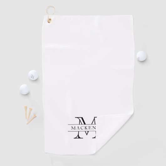 Bewerkbare kleuren Klassieke rand Naam Monogram Golfhanddoek (Insitu)
