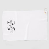 Bewerkbare kleuren Klassieke rand Naam Monogram Golfhanddoek (Horizontaal)