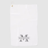 Bewerkbare kleuren Klassieke rand Naam Monogram Golfhanddoek (Voorkant)