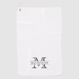 Bewerkbare kleuren Klassieke rand Naam Monogram Golfhanddoek