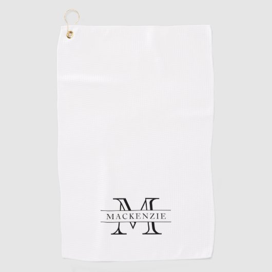 Bewerkbare kleuren Klassieke rand Naam Monogram Golfhanddoek (Voorkant)