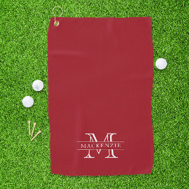 Bewerkbare Kleuren Klassieke Rand Naam Monogram Golfhanddoek