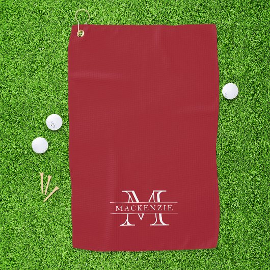 Bewerkbare Kleuren Klassieke Rand Naam Monogram Golfhanddoek