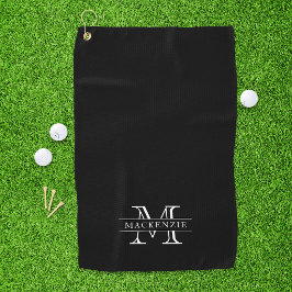 Bewerkbare kleuren Klassieke rand naam monogram Golfhanddoek