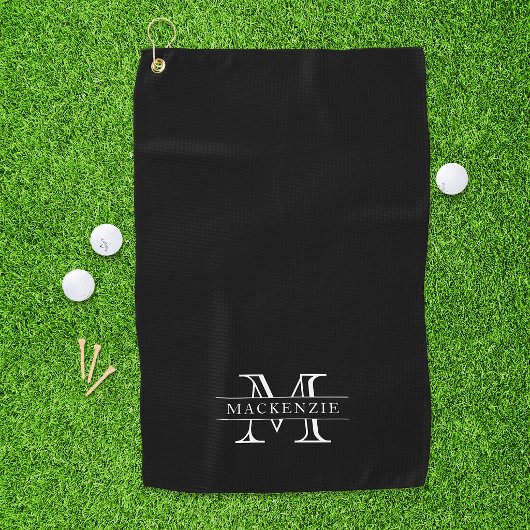 Bewerkbare kleuren Klassieke rand naam monogram Golfhanddoek